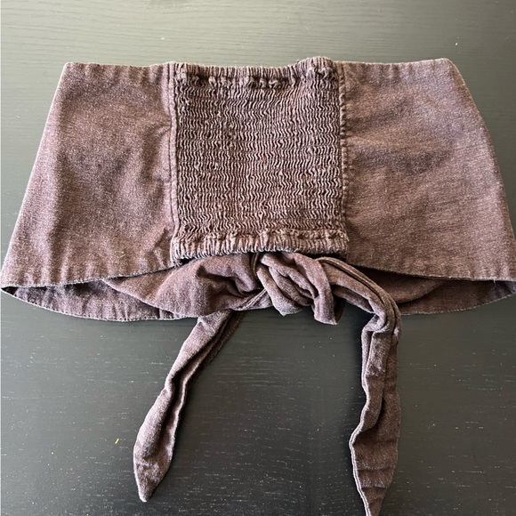 Linen bandeau tie front top. - Picture 2 of 3